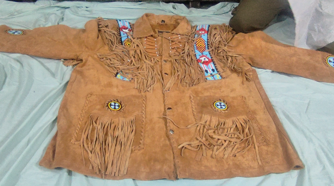 MATARTS Western Cowboy Fringes Suede Leather Jacket for Men's